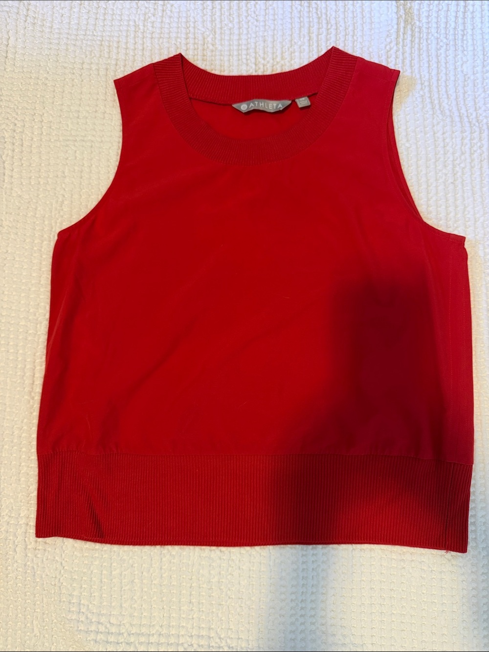 Athleta Bright Red Sleeveless Ribbed-Hem Tank